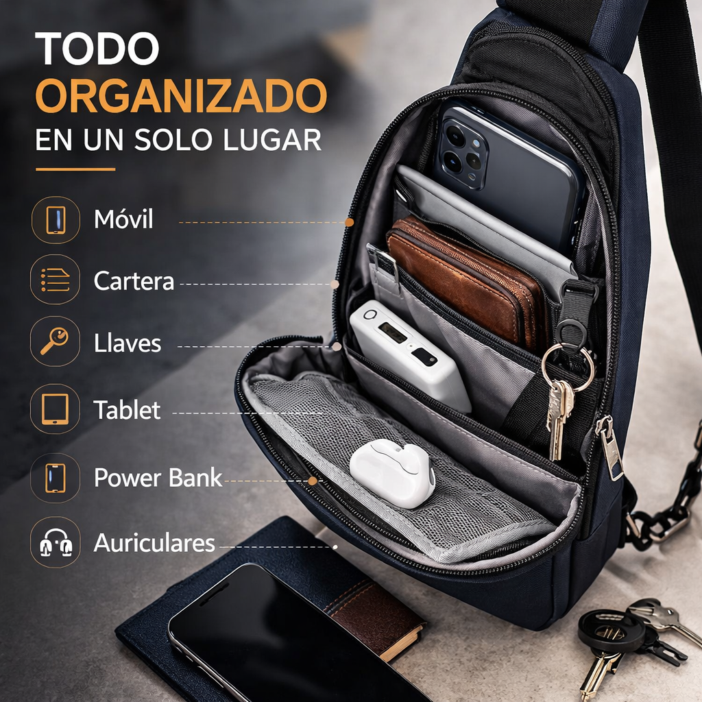 UrbanLock™ Bolso Antirrobo Inteligente con Puerto USB + Auriculares Inalámbricos GRATIS 🔥