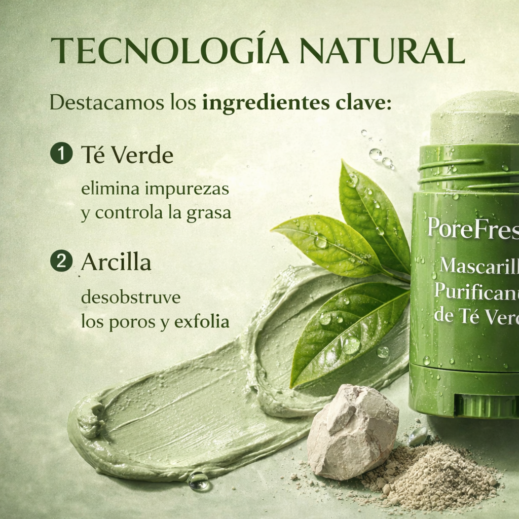 PoreFresh™ Mascarilla Purificante de Té Verde Compra 1 y Lleva 2 🔥