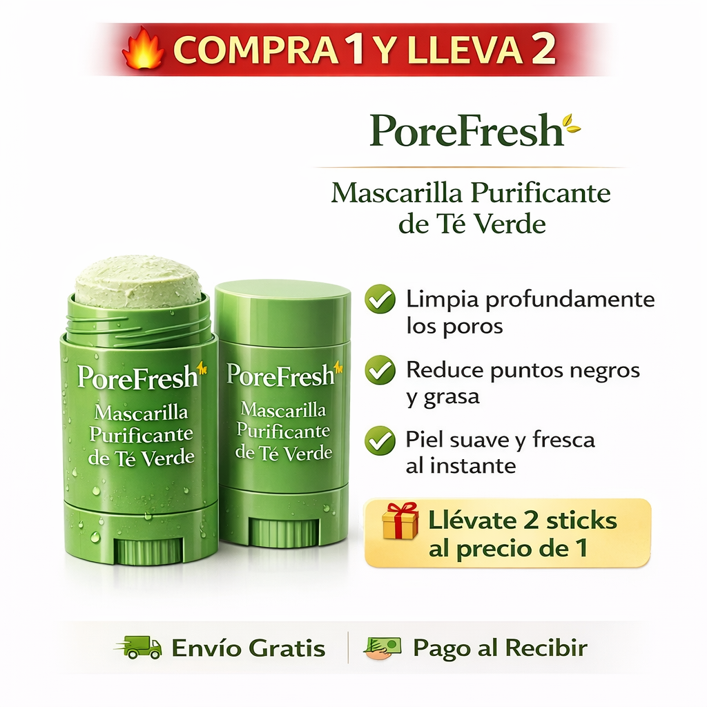 PoreFresh™ Mascarilla Purificante de Té Verde Compra 1 y Lleva 2 🔥